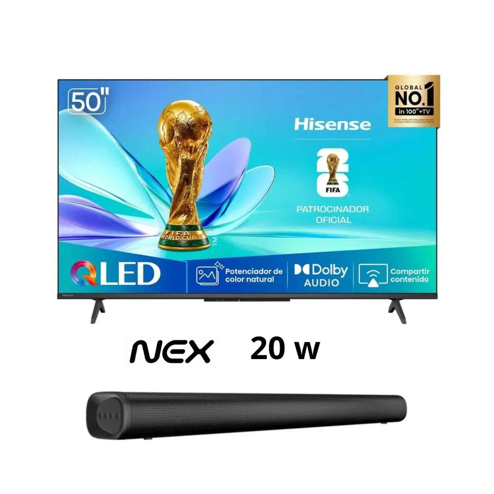 TELEVISOR HISENSE 50 PULGADAS QLED FHD SMART TV 50Q4SV - Soundbar NEX 32 PSB32 Potencia combo