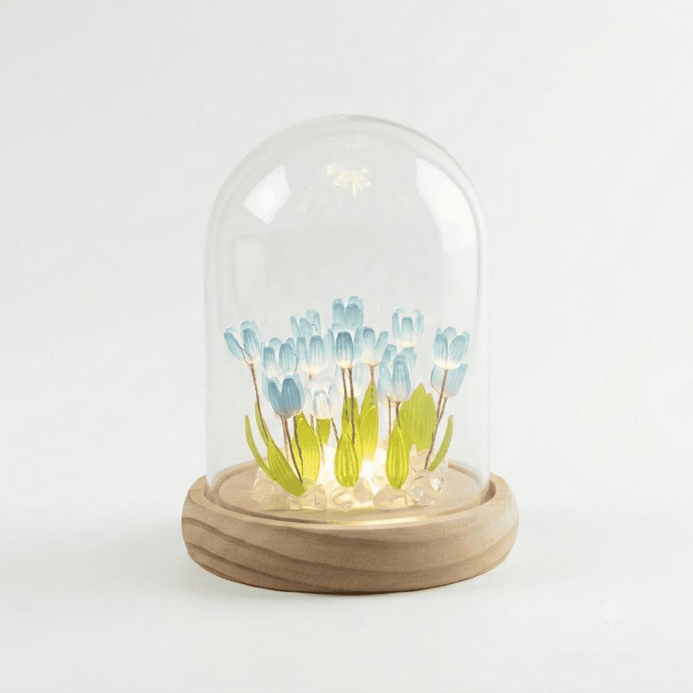 Lámpara Cúpula de Tulipanes Decorativa Celeste  723CC02