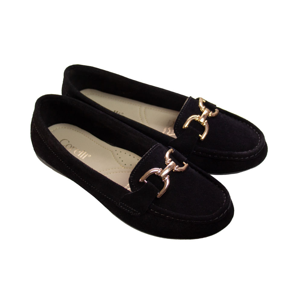 Mocasin Chato Mujer Corelli Dolce Gamuza Negro Talla 38