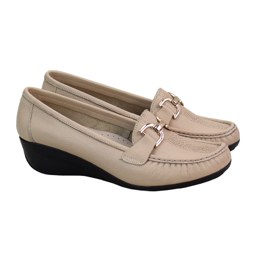 Mocasin Taco Cuña Mujer Corelli Sofi Cuero Pele Talla 35