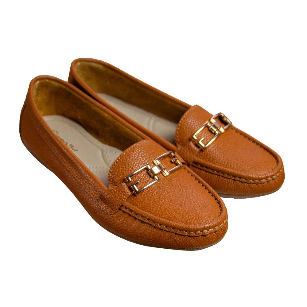 Mocasin Chato Mujer Corelli Thais Cuero Natural Talla 38