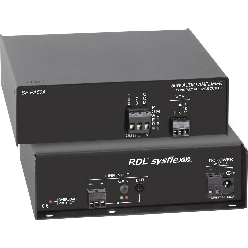 RDL Amplificador de Audio SF-PA50A 50W 70/100V - Entrada Analógica, Salida de Voltaje Con