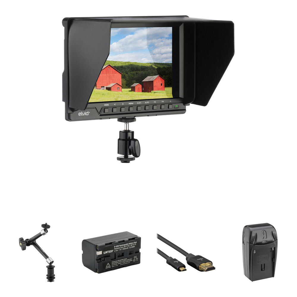 Elvid Monitor On-Camera 7"" 4K FieldVision 4KV2 con Batería NP-770, Brazo Articulado de 11