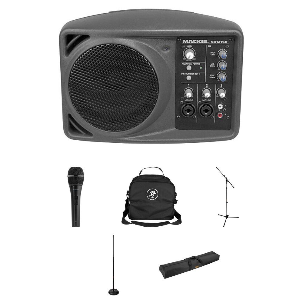 Mackie SRM150 Sistema PA Compacto con Kit de Escenario - Respuesta de Frecuencia 100 Hz a