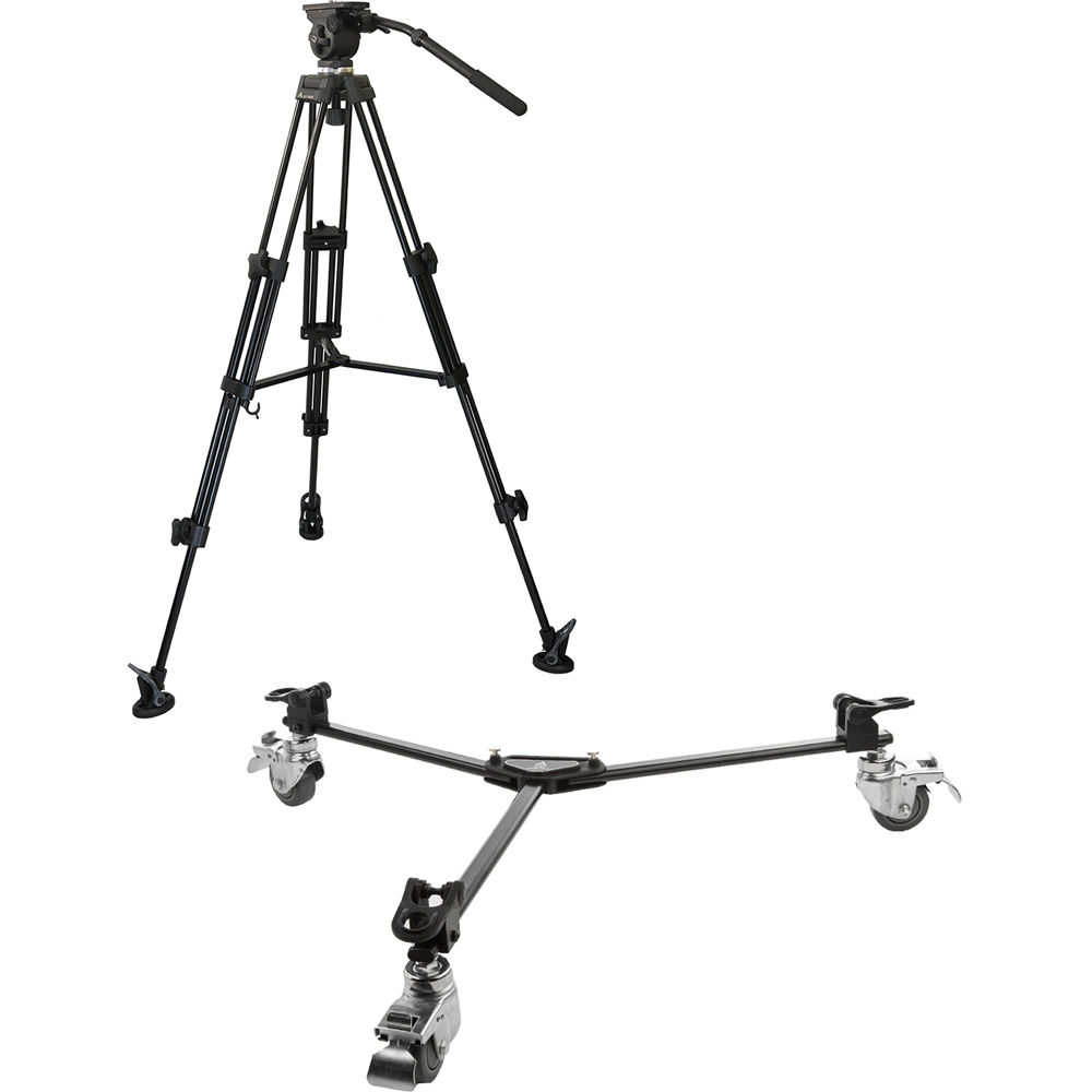 E-Image Kit de Trípode y Cabezal de Video EK50AAM con Dolly, Capacidad de 13.2 lb, Altura