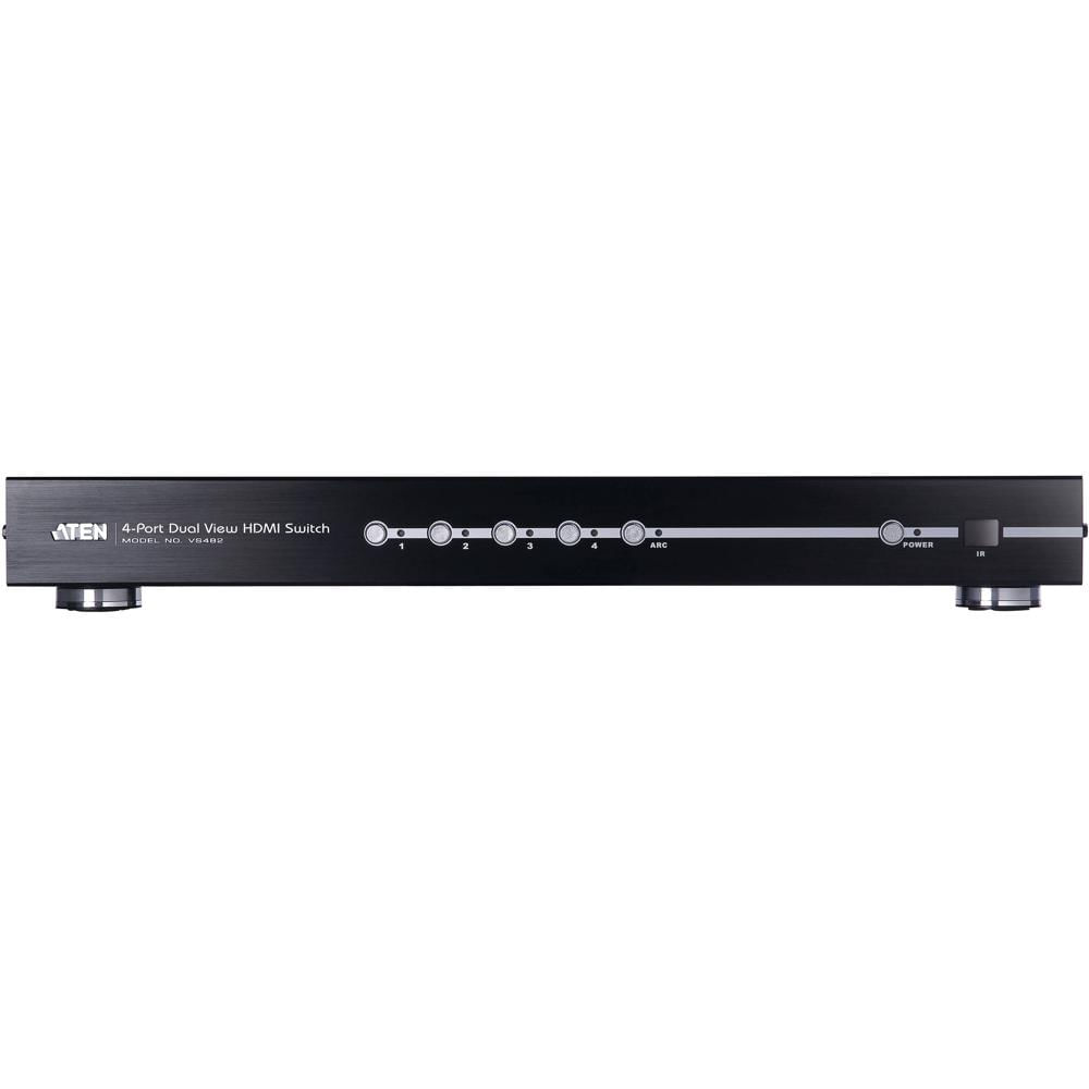 ATEN Switch HDMI VS482 4 Puertos Dual View con Audio, Soporta 3D, ARC, Resoluciones hasta