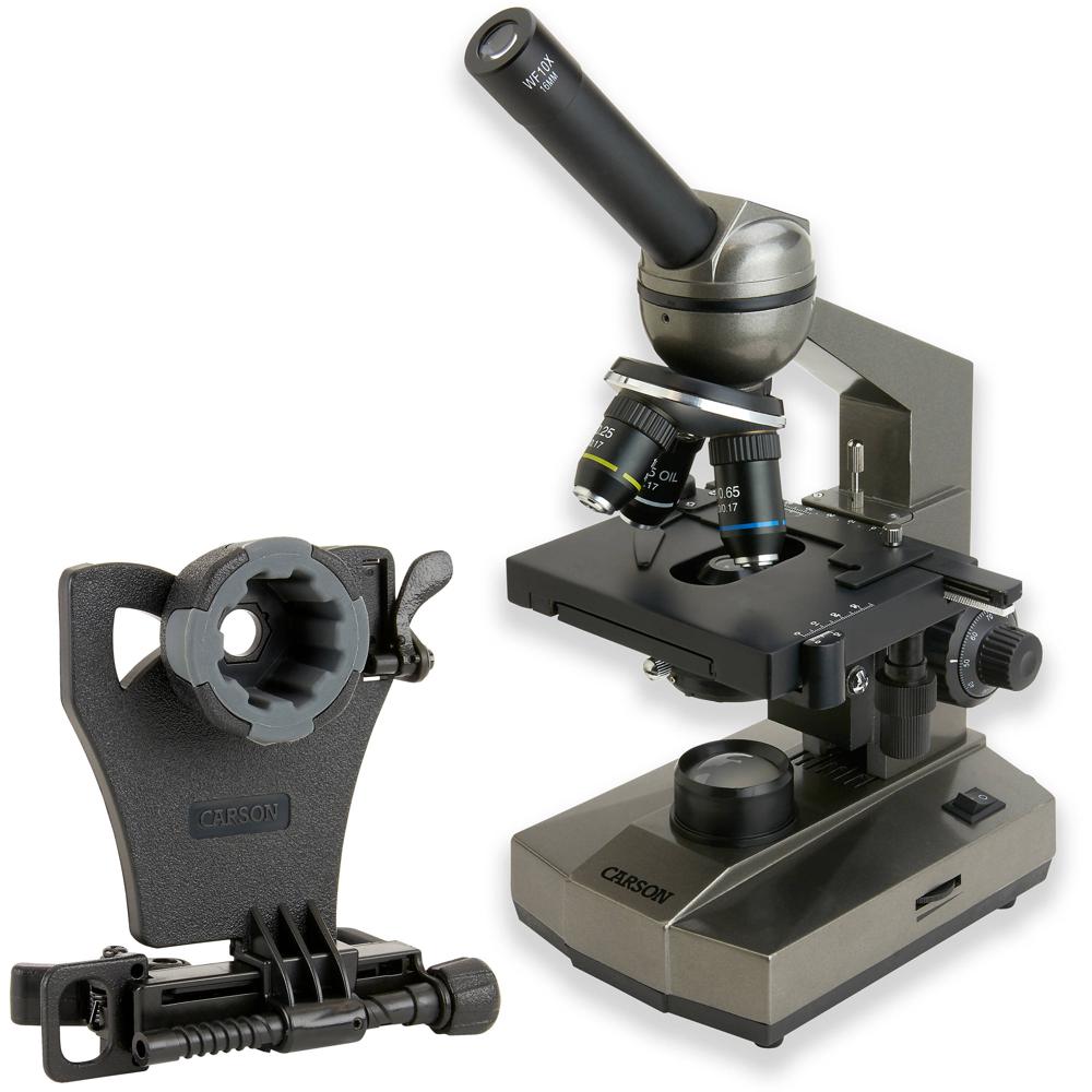 Carson Microscopio BiolÃ³gico MS-100 con Adaptador para Smartphone - 1000x de MagnificaciÃ