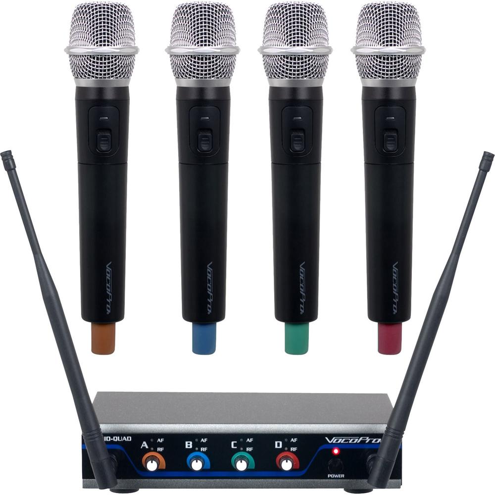 VocoPro Digital-Quad-H2 Sistema de Micrófono Inalámbrico de Mano UHF de Cuatro Canales c