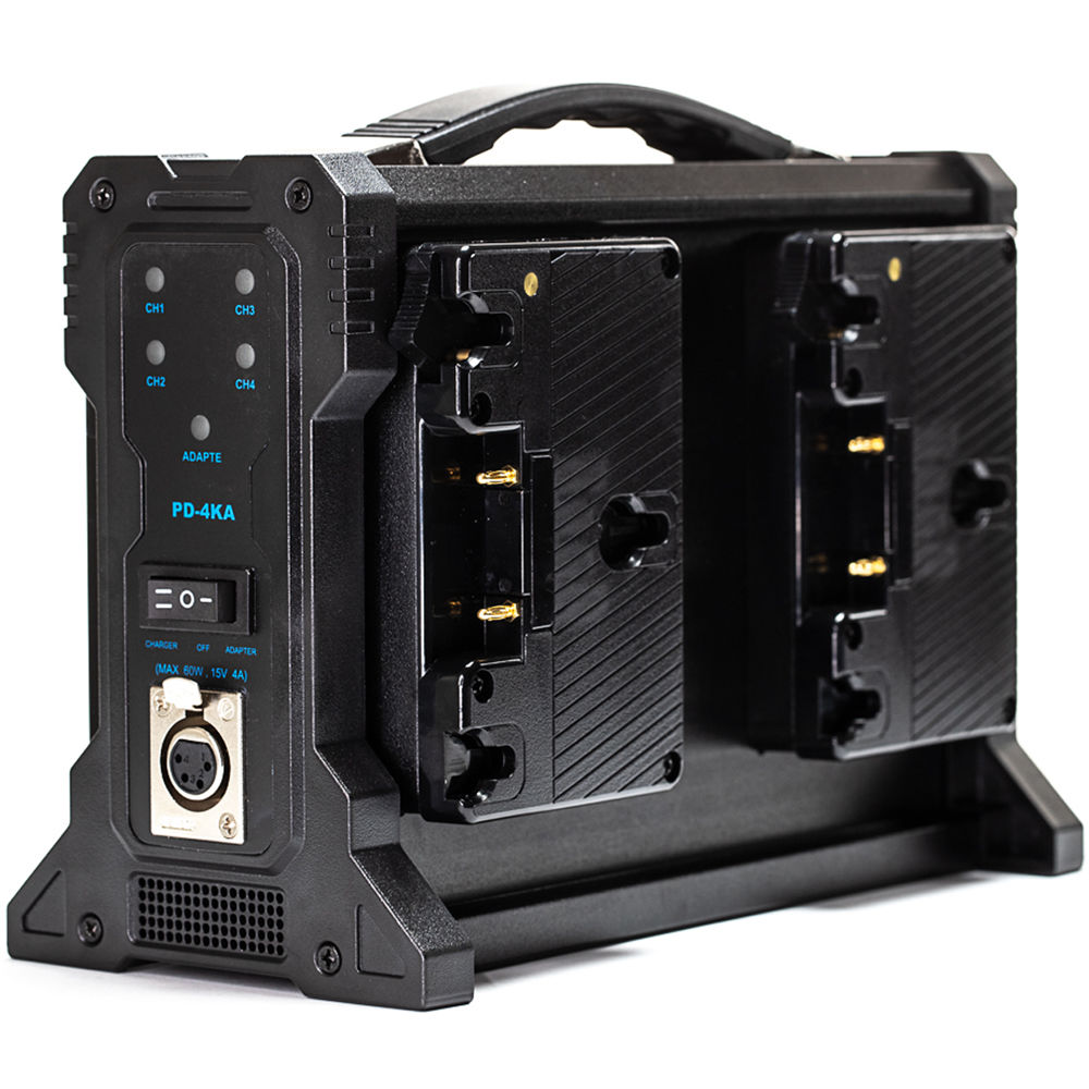 IndiPRO Tools Cargador Cuádruple Pro para Baterías Gold Mount - 2.5A por Canal, Salida X