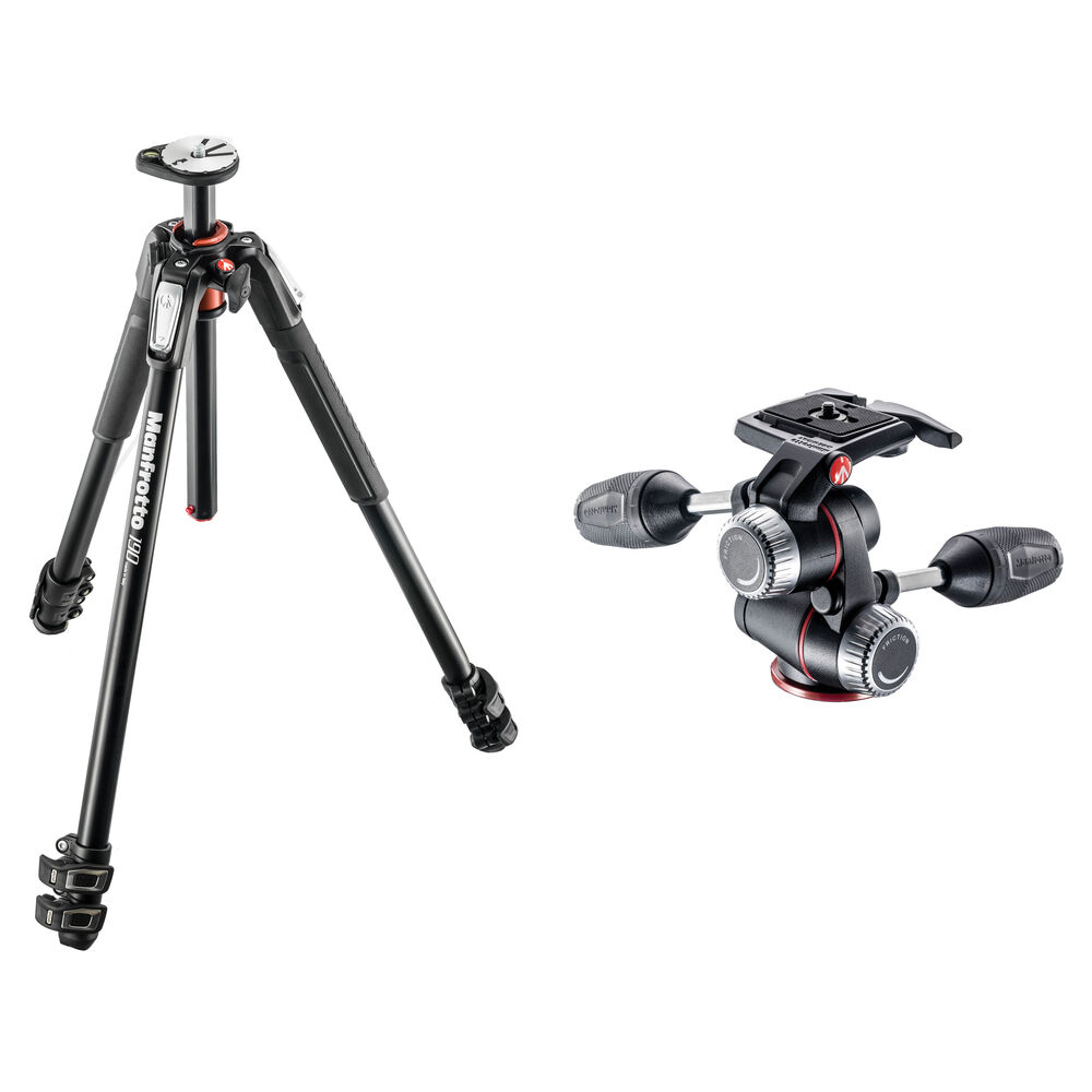 Manfrotto Trípode de Aluminio MT190XPRO3 con Cabezal Pan/Tilt XPRO 3 Vías - Capacidad de
