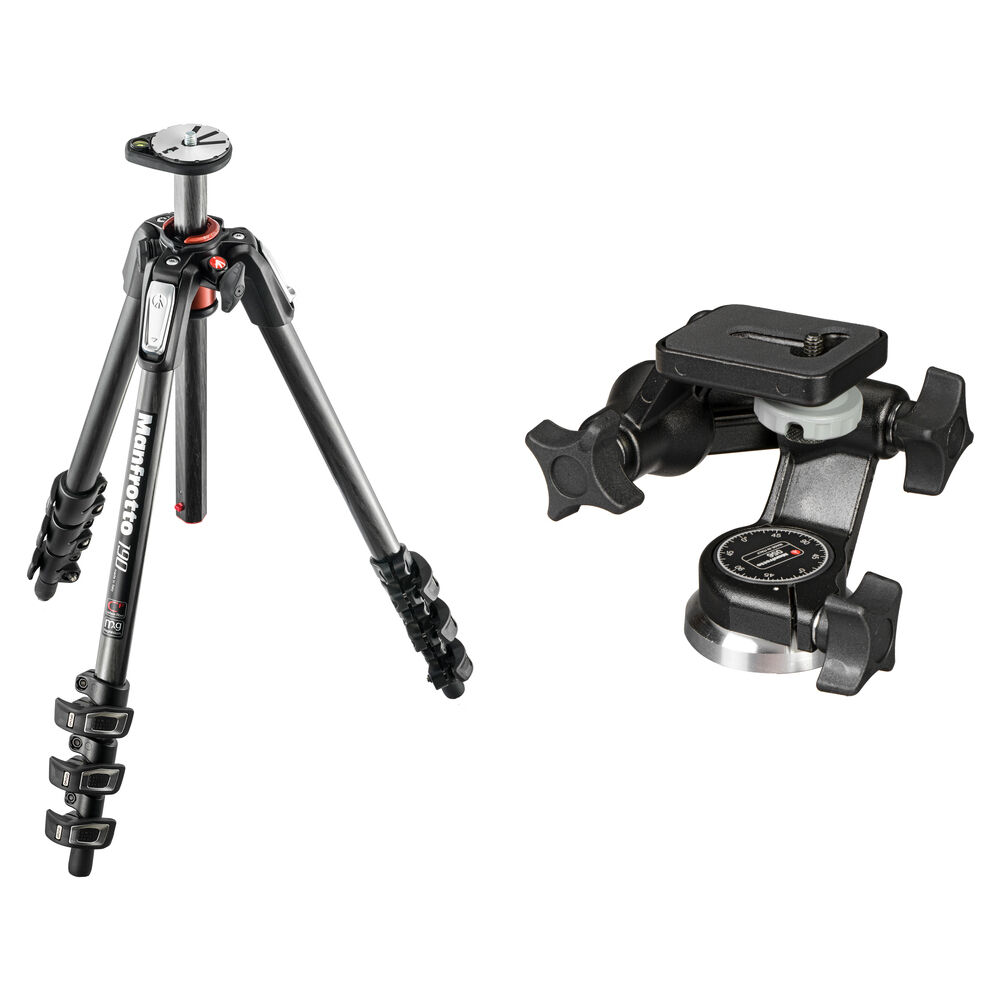 Manfrotto Trípode de Carbono MT190CXPRO4 con Cabezal 056 3D Junior - Altura Máxima 67.1""
