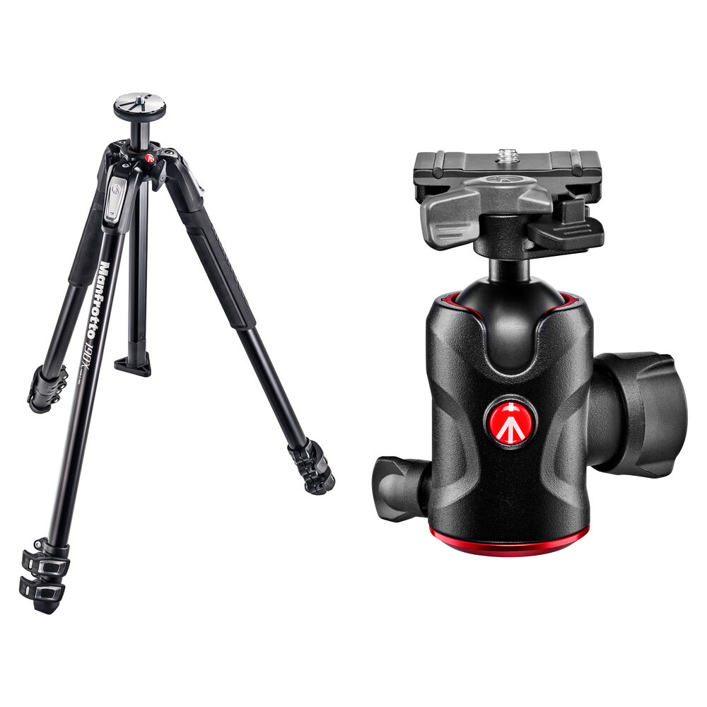 Manfrotto Trípode de Aluminio MT190X3 con Cabezal de Bola Compacto 496