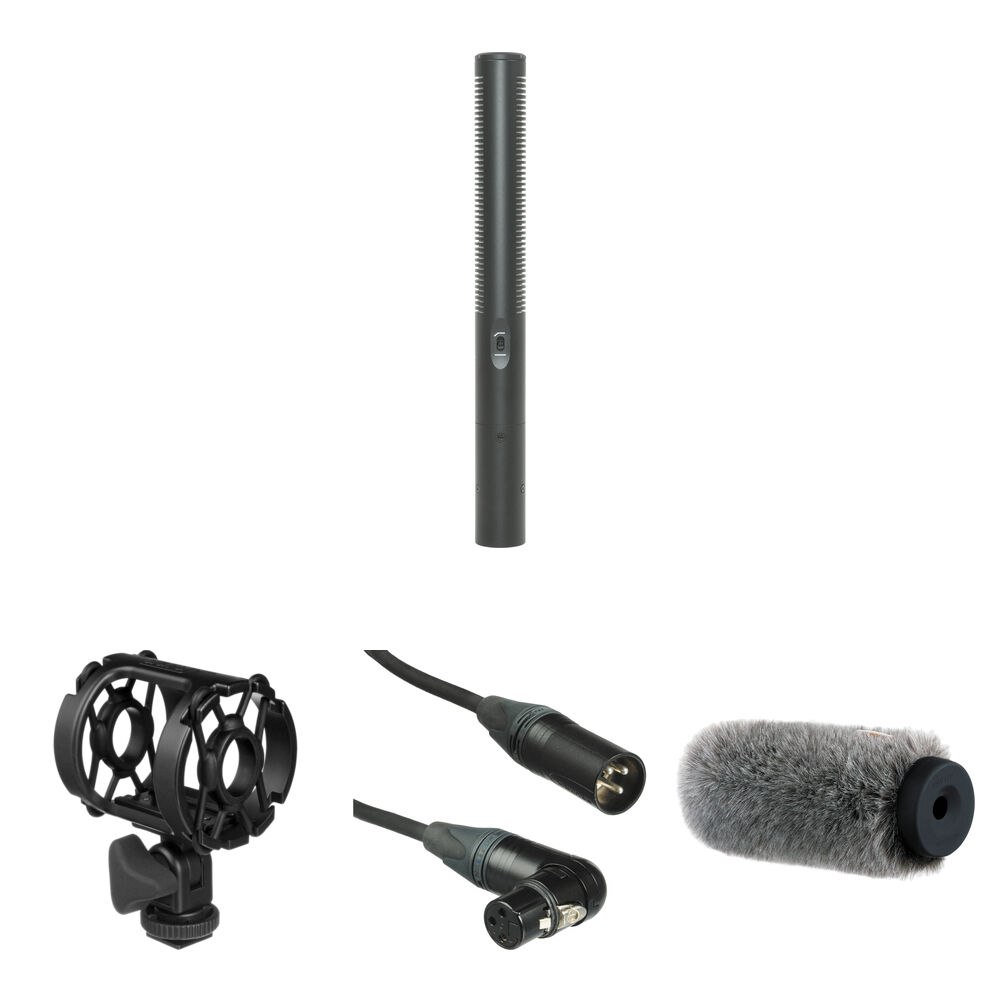 Azden SGM-250P Micrófono Shotgun con Soporte Universal, Paraviento y Cable XLR