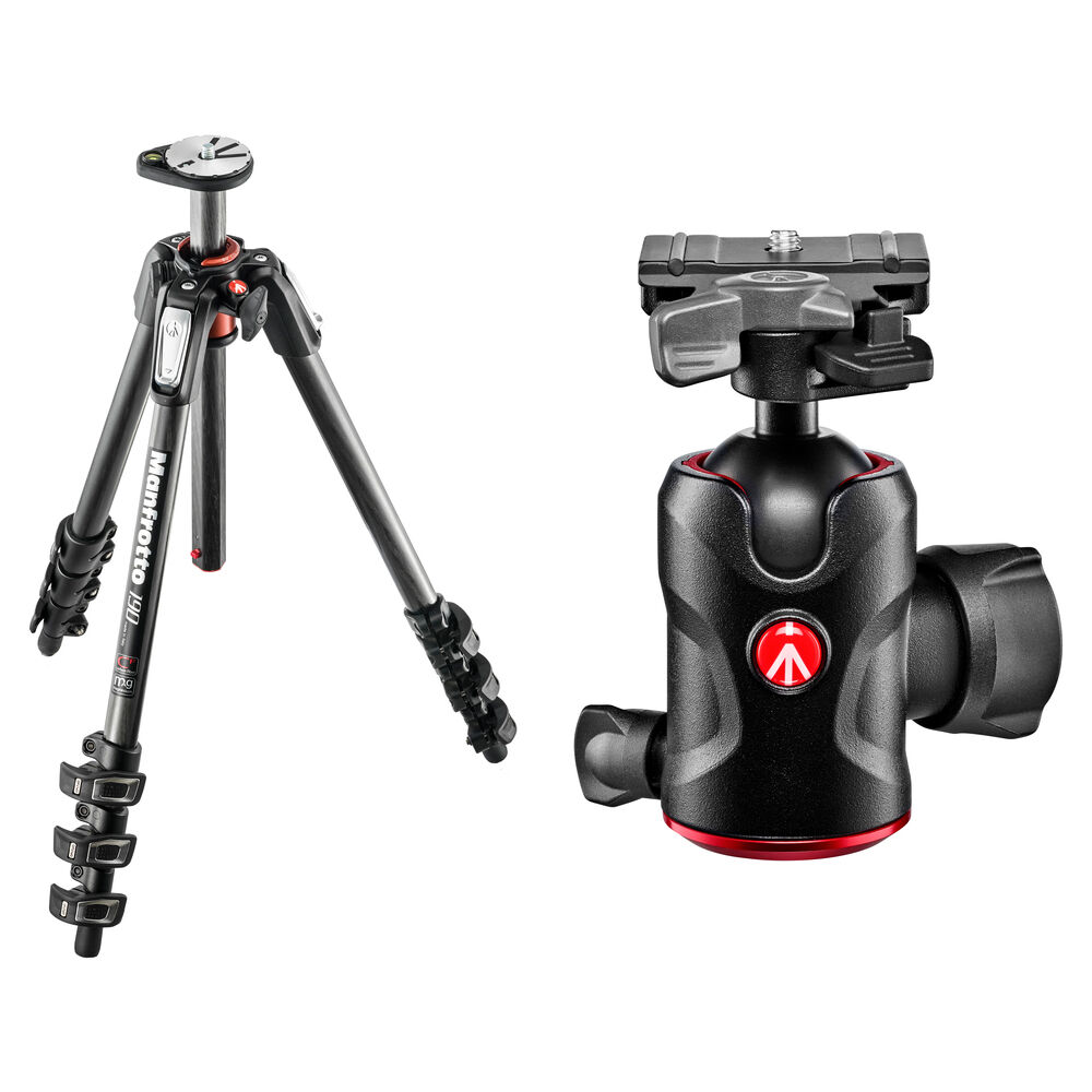 Manfrotto MT190CXPRO4 Trípode de Carbono con Cabezal de Bola Compacto 496RC2, Capacidad d