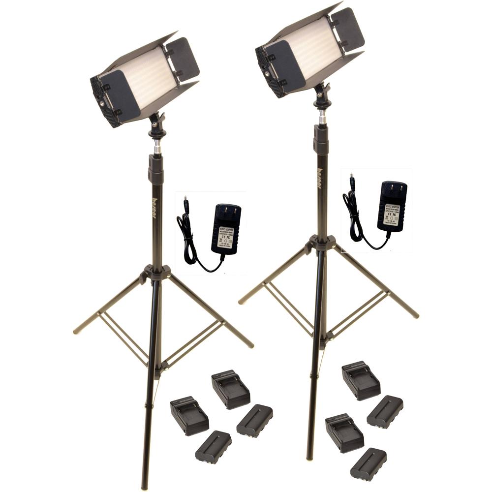 Bescor Kit de Iluminación LED FP-312K 2 Puntos con Soportes de Luz y Accesorios