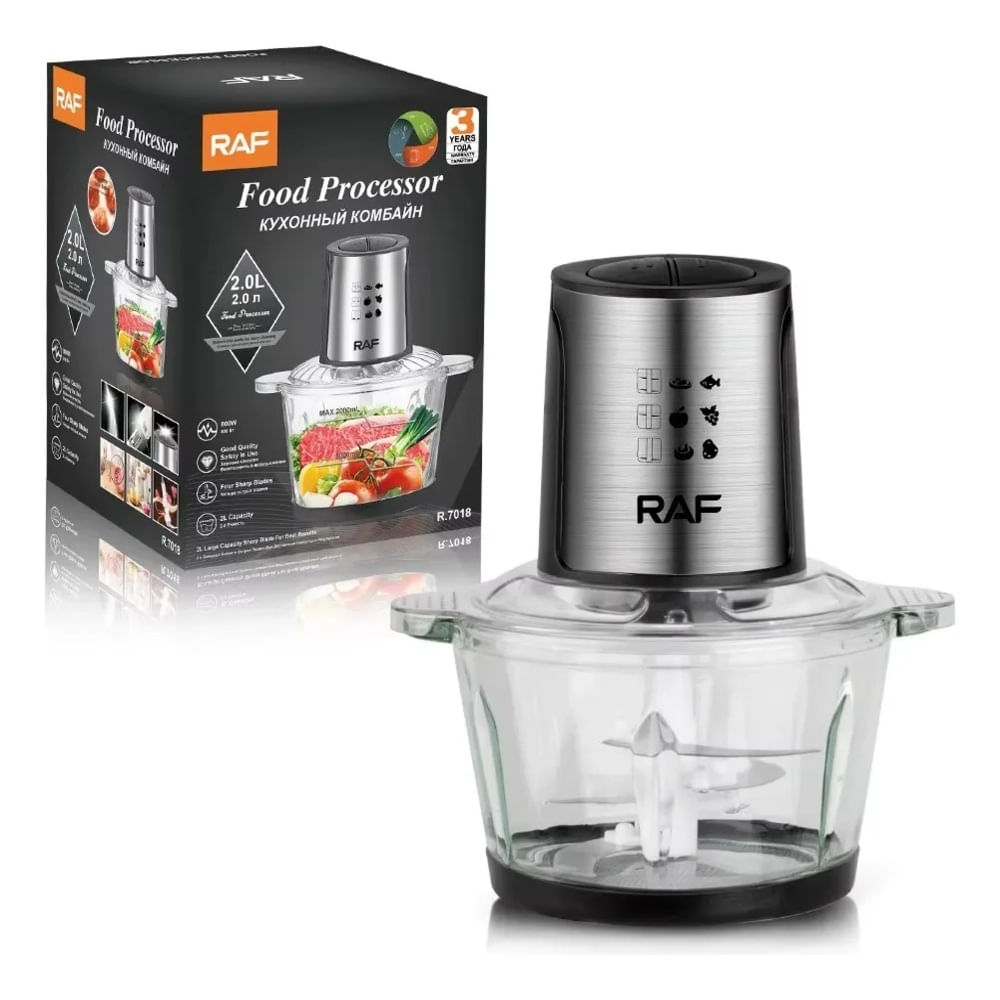 PROCESADOR DE ALIMENTOS BOWL DE VIDRIO 2.0L 800W RAF R.7018