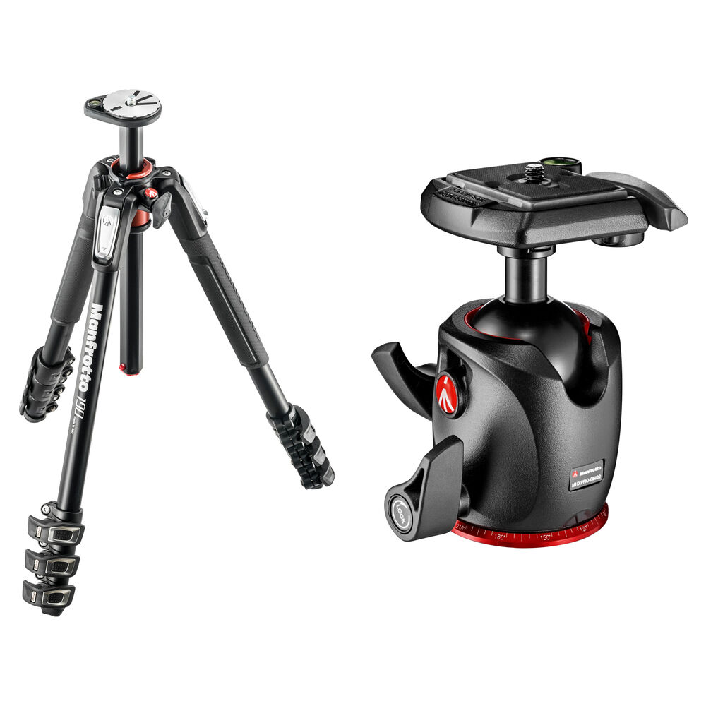 Manfrotto Trípode de Aluminio MT190XPRO4 con Cabezal de Bola MHXPRO-BHQ2 y Sistema de Lib