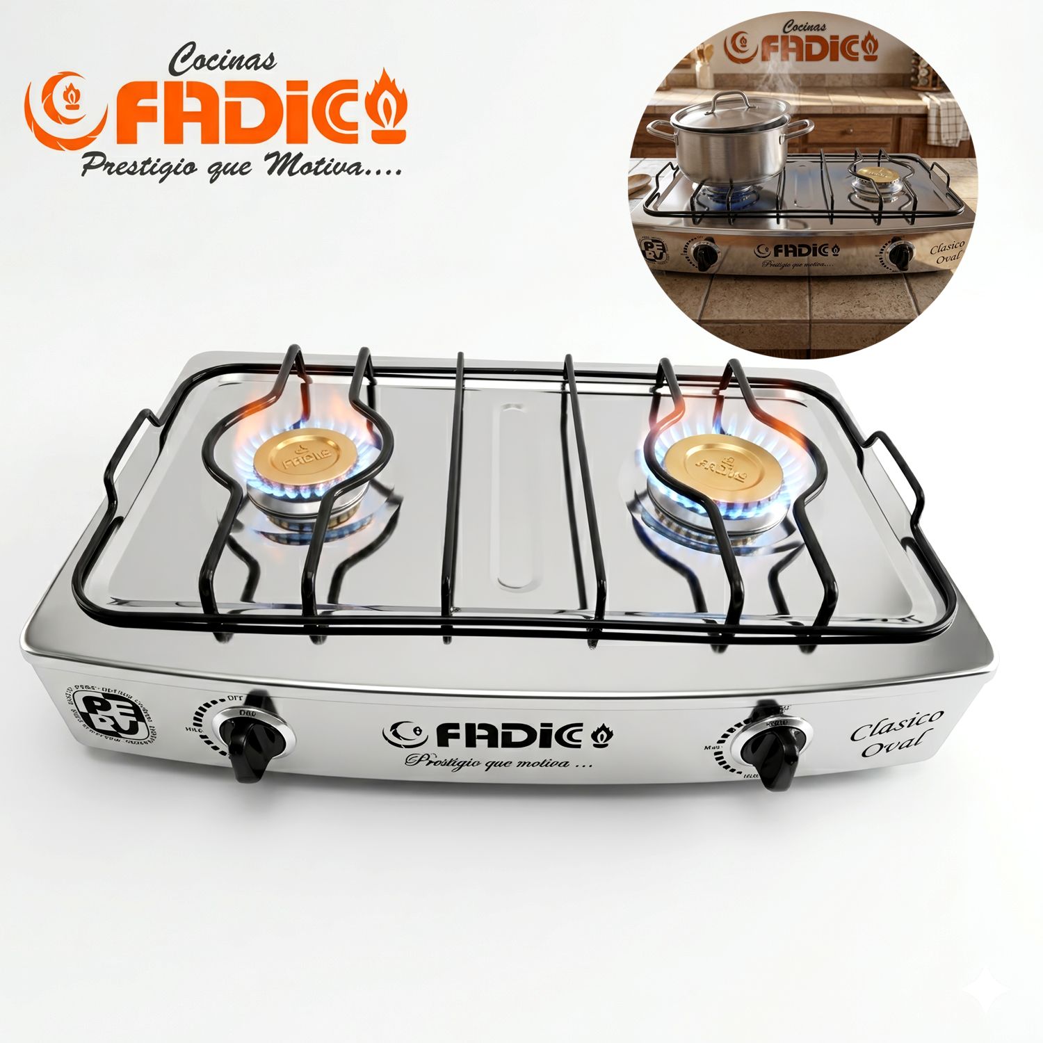 Cocina de Mesa Fadic Oval Clásico 2 Hornillas Acero