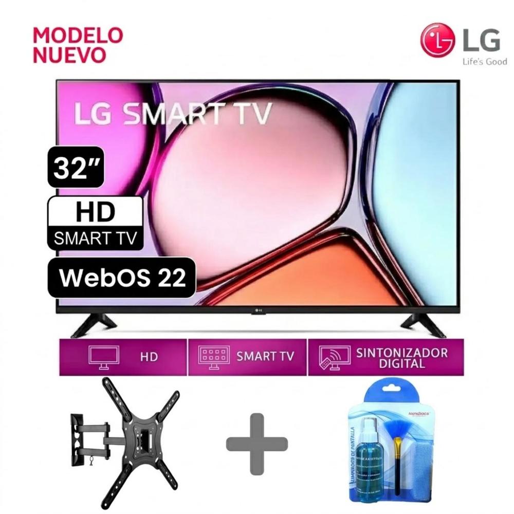 Televisor LG  32LR600BPSC más Rack Móvil 2355-02 más Kit Limpiador