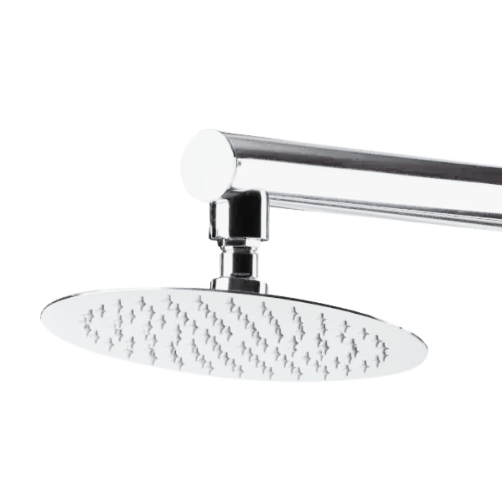 Ducha de acero 15 cm con tubo de 30 cm cromado