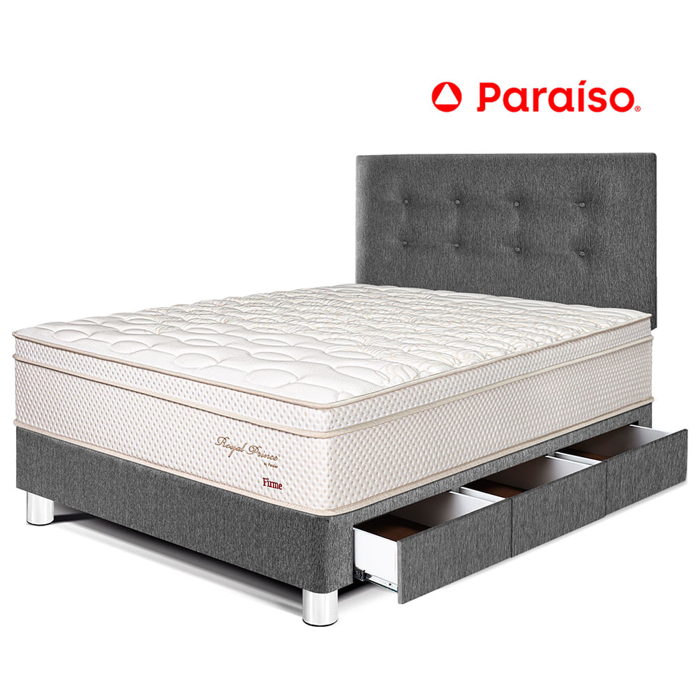 Dormitorio Royal Prince Con Cajones 1.5 Plazas Gris