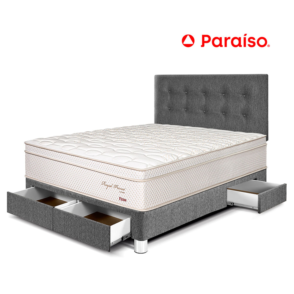 Dormitorio Royal Prince Con Cajones 2 Plazas Gris