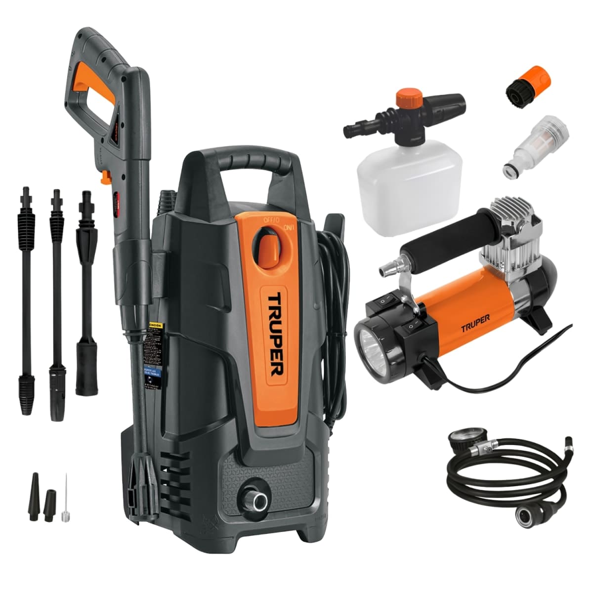 Combo Hidrolavadora 1500PSI - compresor de aire 180PSI Truper 102095-19999