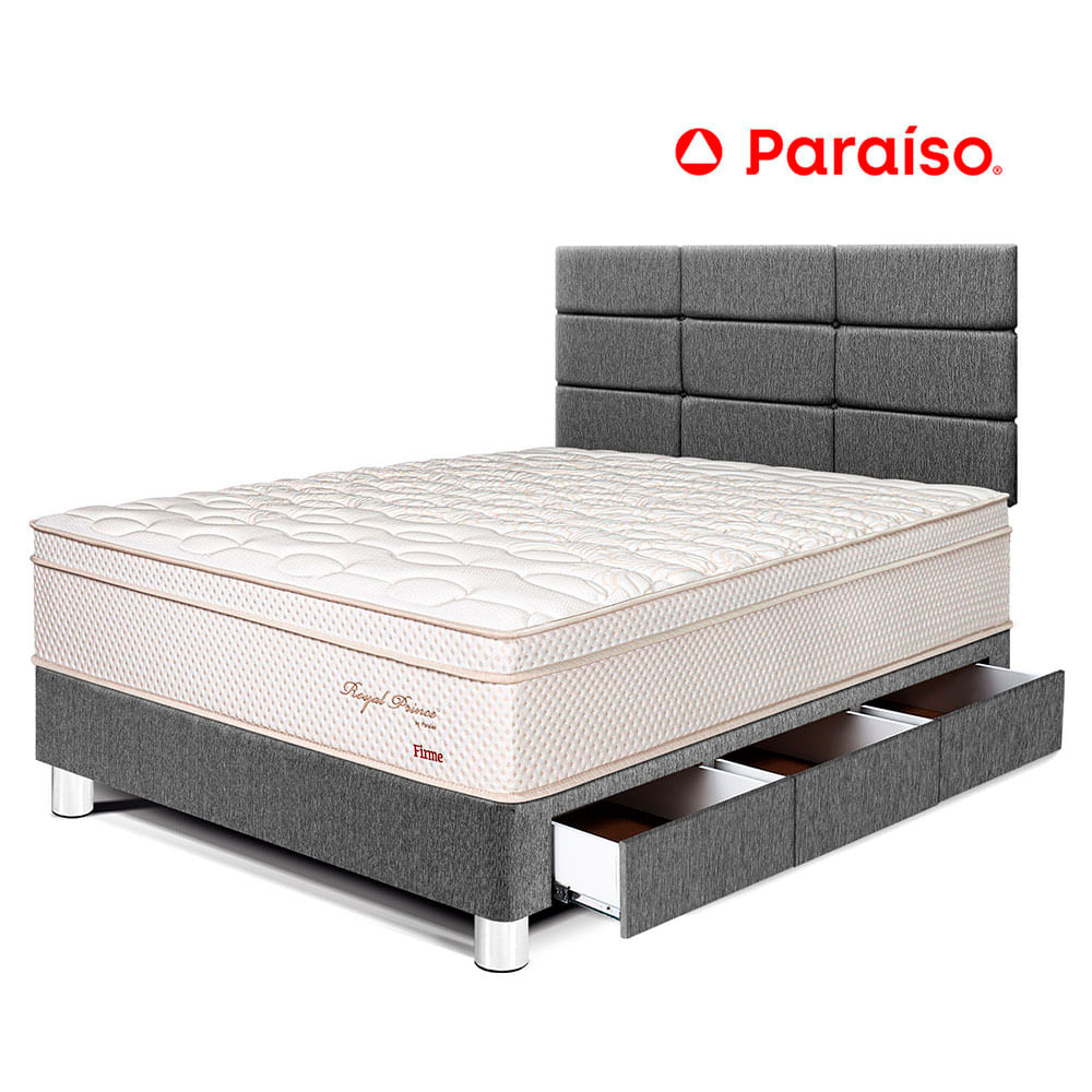 Dormitorio Royal Prince Cajones 1.5 Plazas Cabecera Blocks Gris
