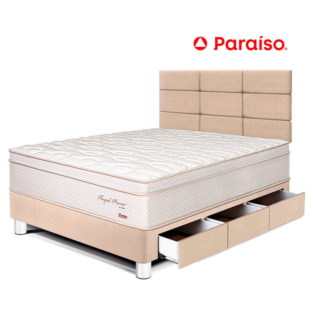 Dormitorio Royal Prince Cajones 1.5 Plazas Cabecera Blocks Champagne