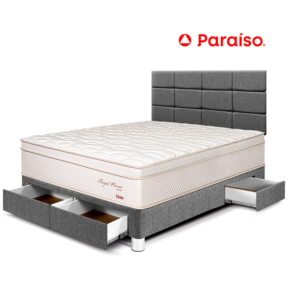 Dormitorio Royal Prince Cajones 2 Plazas Cabecera Blocks Gris