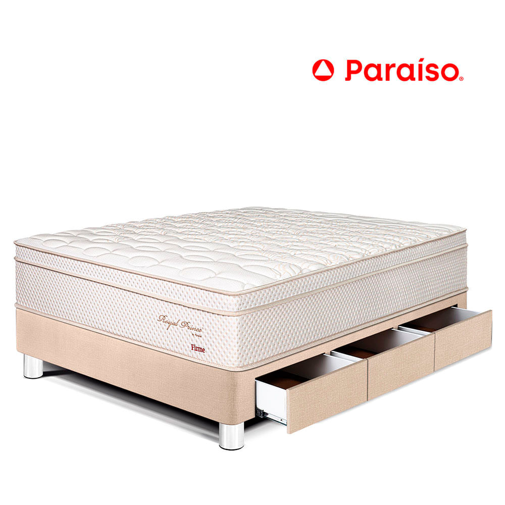 Cama Royal Prince Cajones 1.5 Plazas Champagne