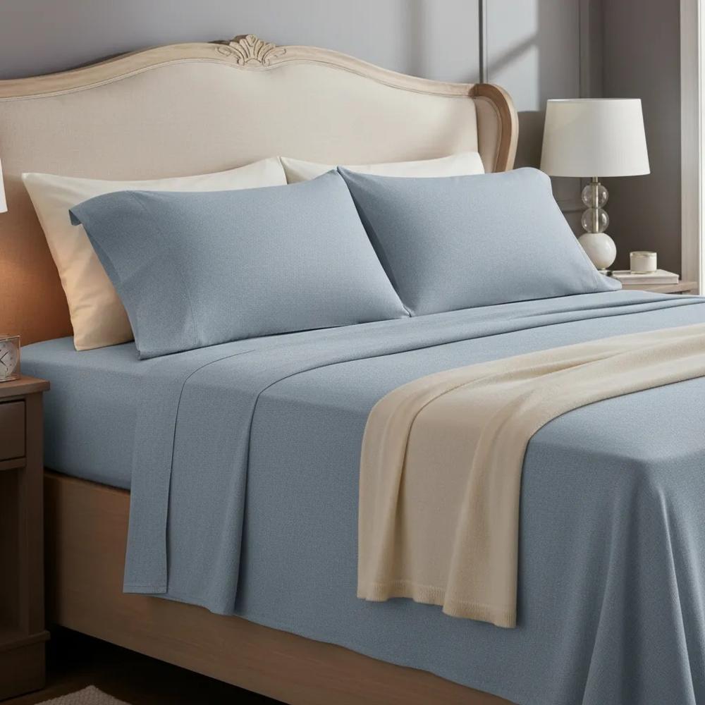 Juego de sabanas algodón pima interiotex 180 hilos Plaza y media color Stone Blue Liso talla Plaza y media Stone Blue
