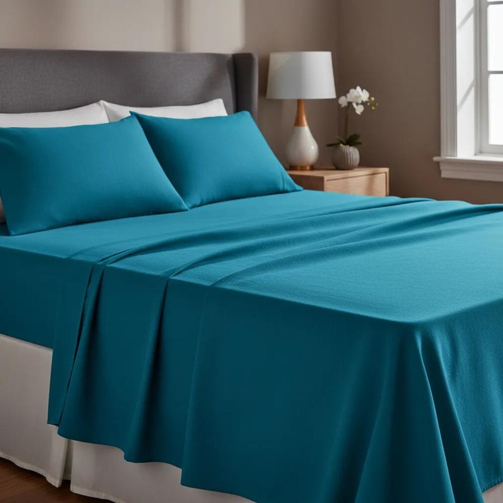 Juego de sabanas algodón pima interiotex 180 hilos Queen color Turquezol Liso talla Queen Turquezol