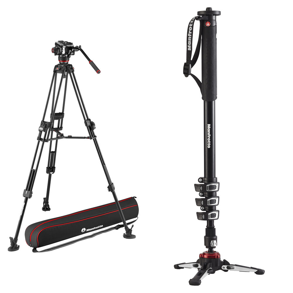 Manfrotto Kit de Trípode de Aluminio 645 con Cabezal de Video 504X y Monopie XPRO