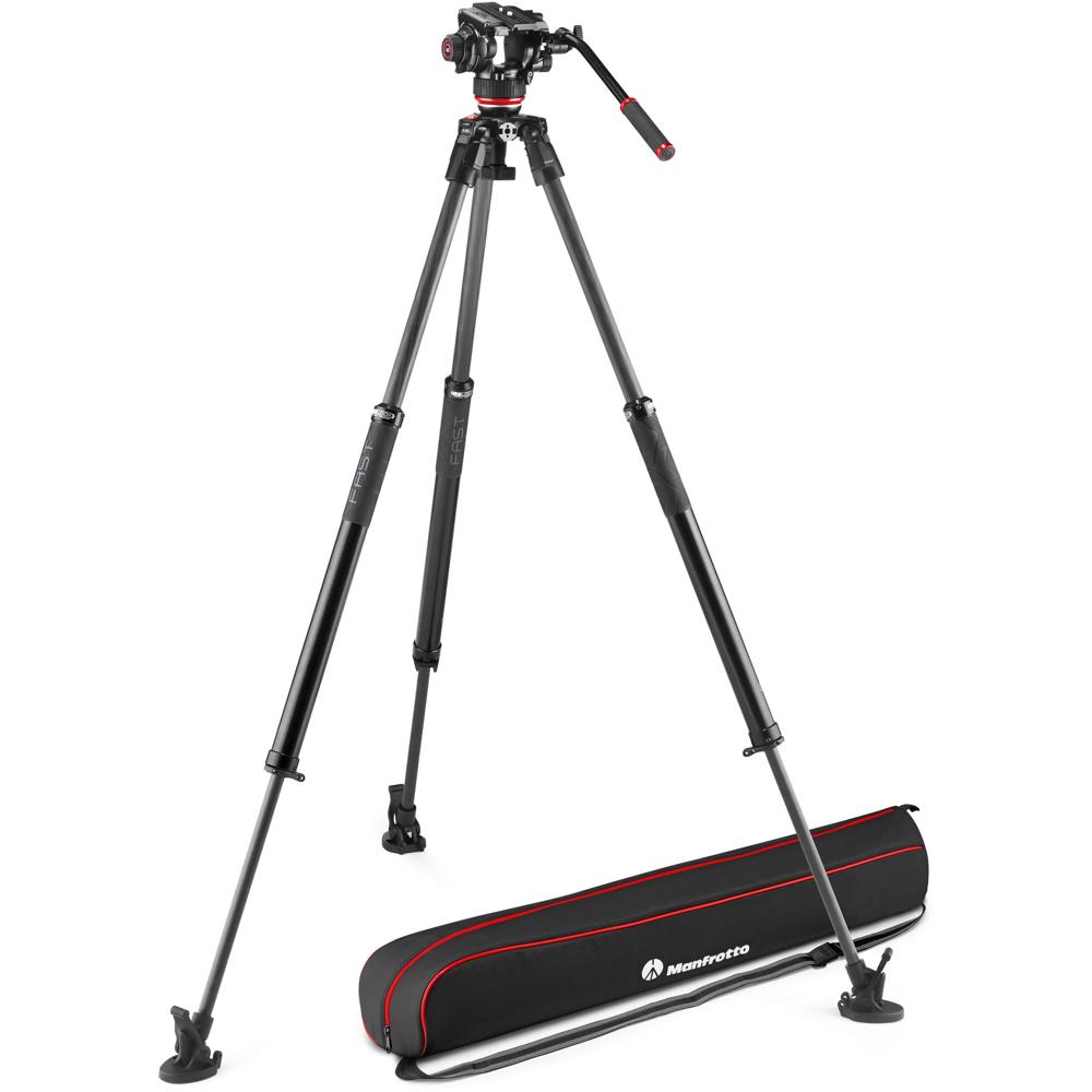 Manfrotto Cabezal de Video Fluido 504X con Trípode de Carbono 635 FAST, Carga Máxima 26.
