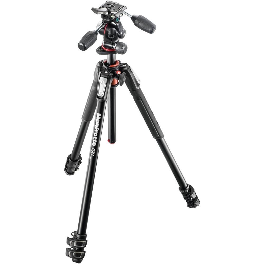 Manfrotto Trípode de Aluminio MK190XPRO3-3W con Cabezal Pan/Tilt de 3 Vías, Capacidad de