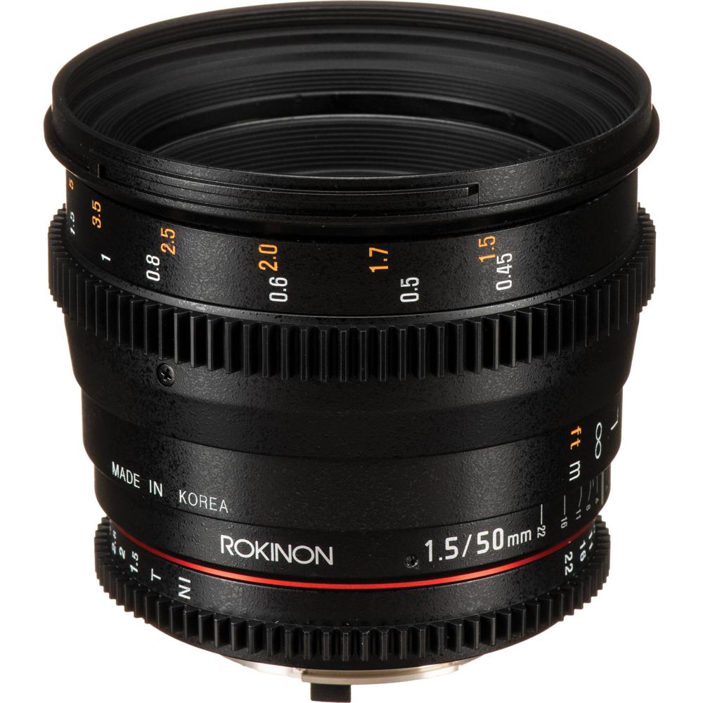 Rokinon 50mm T1.5 AS UMC Cine DS Lens - Montura Nikon F, Abertura T1.5, Enfoque Manual, An