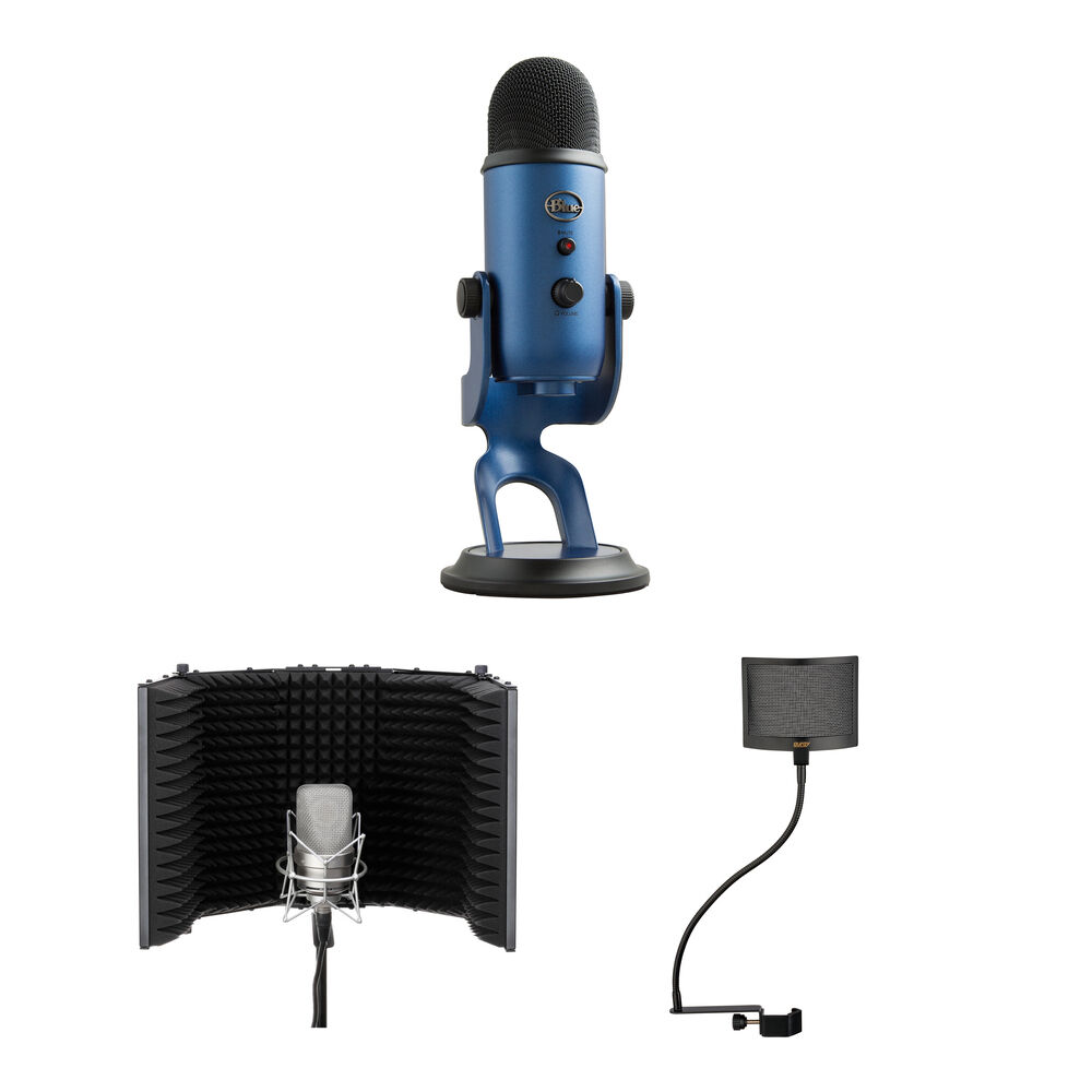 Blue Yeti Mic Kit USB con Windscreen y Filtro de Reflexión - 16-Bit/48 kHz, 4 Patrones Po