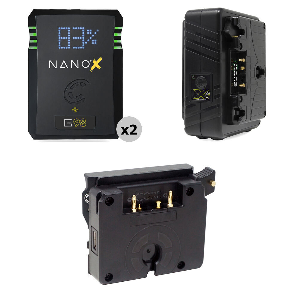 Core SWX NANO Micro 98Wh Kit de 2 Baterías Li-Ion Gold Mount + Cargador Doble GPM-X2A par