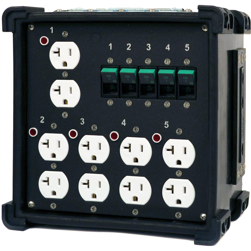 Lex Products CineBox Lunchbox 100A - Unidad de Distribución Compacta con 5-20 Receptácul