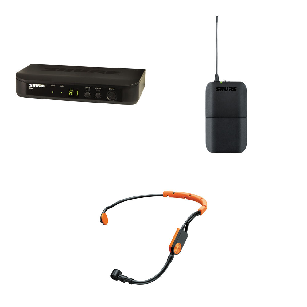 Shure BLX4 Sistema Inalámbrico con Micrófono de Cabeza Cardioide SM31FH para Fitness