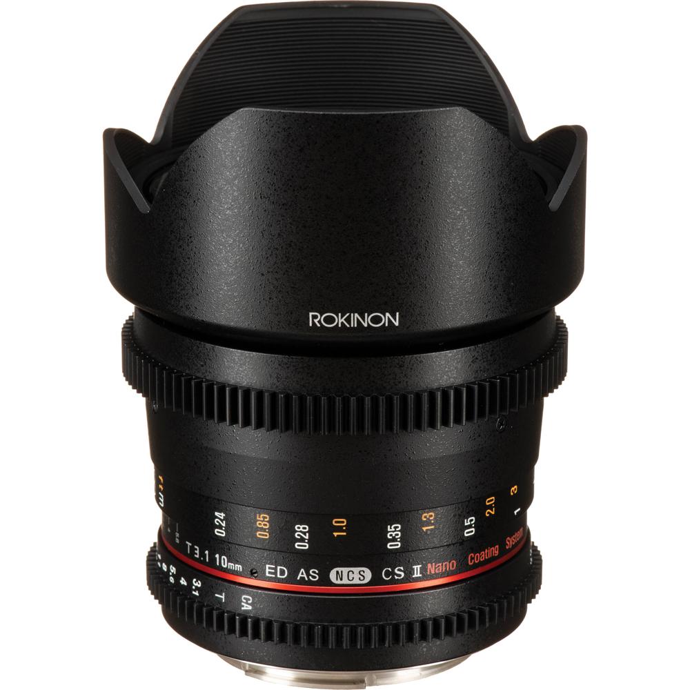 Rokinon 10mm T3.1 Cine DS Lente Canon EF - Ideal para Sensores APS-C, Con Anillos de Enfoq