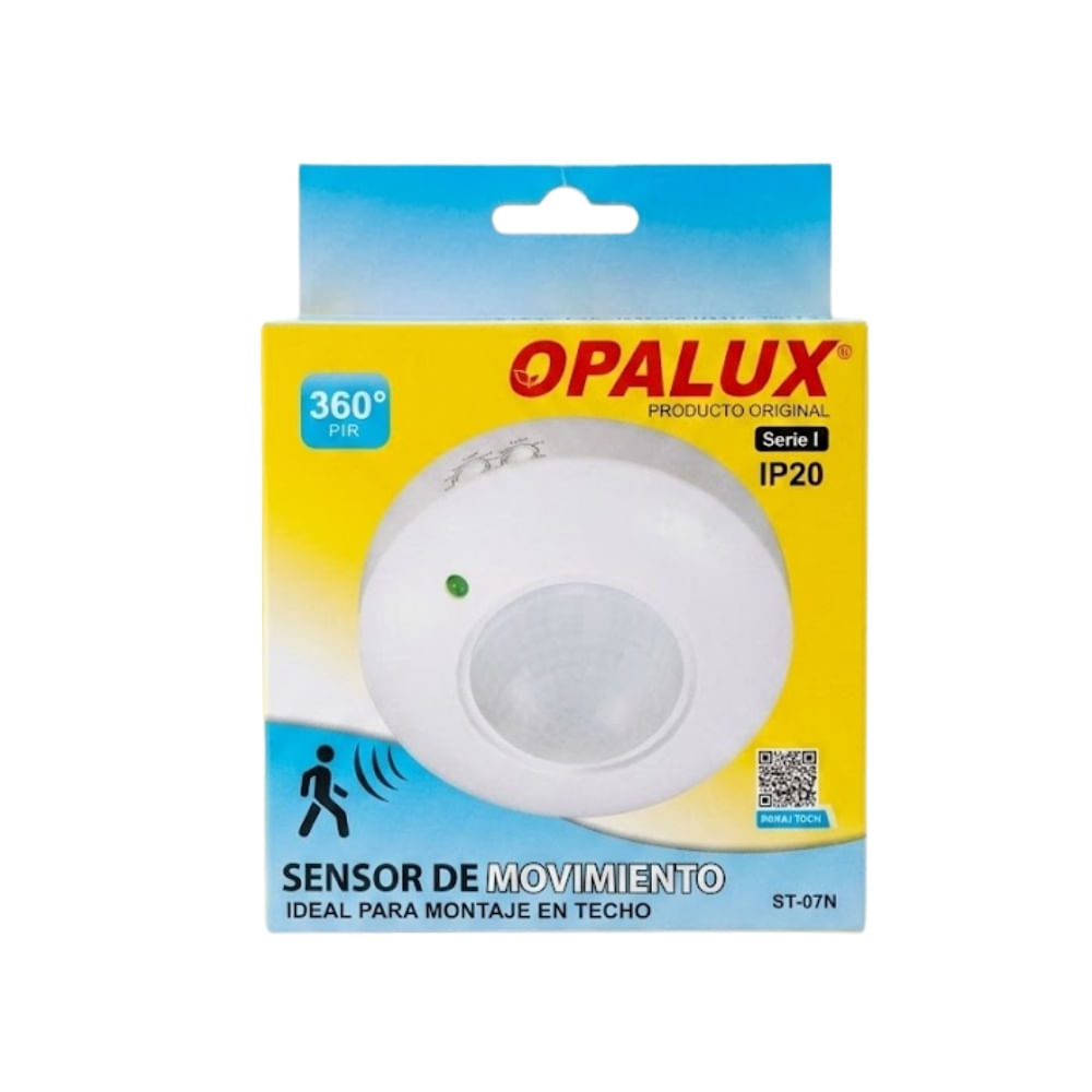 Sensor de Movimiento Infrarrojo 360° con Temporizador y Iluminacion Automatica OPALUX ST-07N