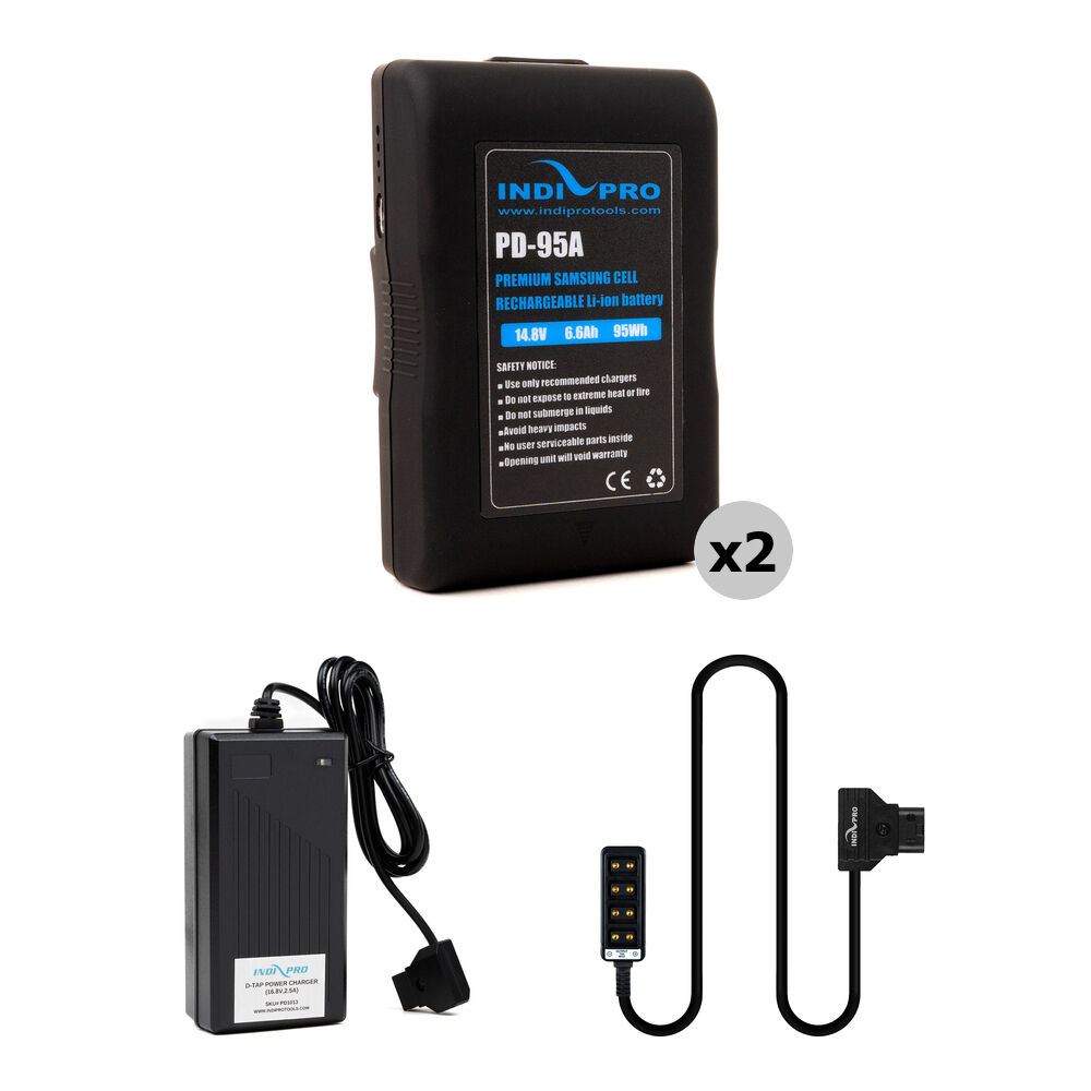 IndiPRO Tools Kit de Baterías PD-95A 95Wh con Cargador D-Tap Pro y Divisor 4-Way