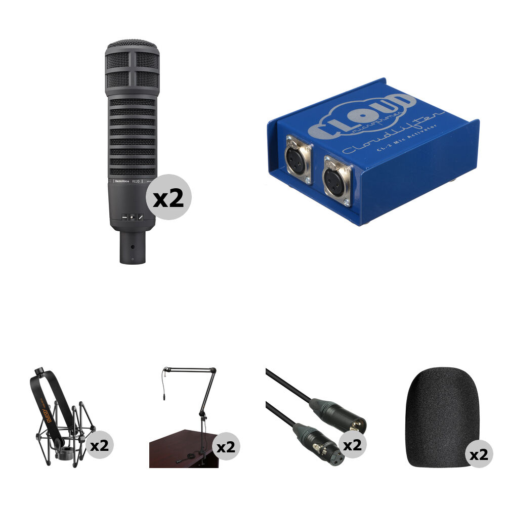 Electro-Voice RE20 Kit de Micrófonos Dinámicos para Broadcast con Cloudlifter - Incluye