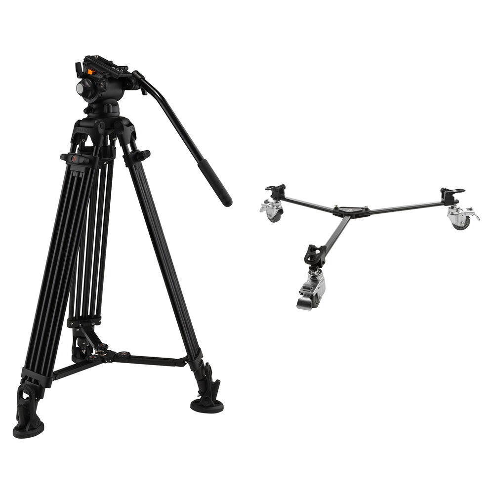 E-Image Trípode de Aluminio de Dos Etapas GA752 con Cabezal GH03 y Dolly Liviano