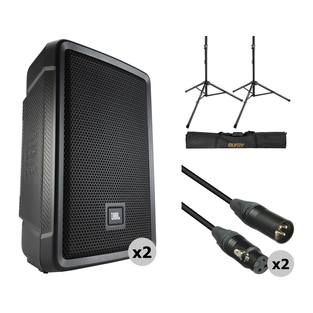 JBL IRX108BT Altavoces Portátiles Activos de 8"" con Bluetooth 5.0, Soportes y Cables