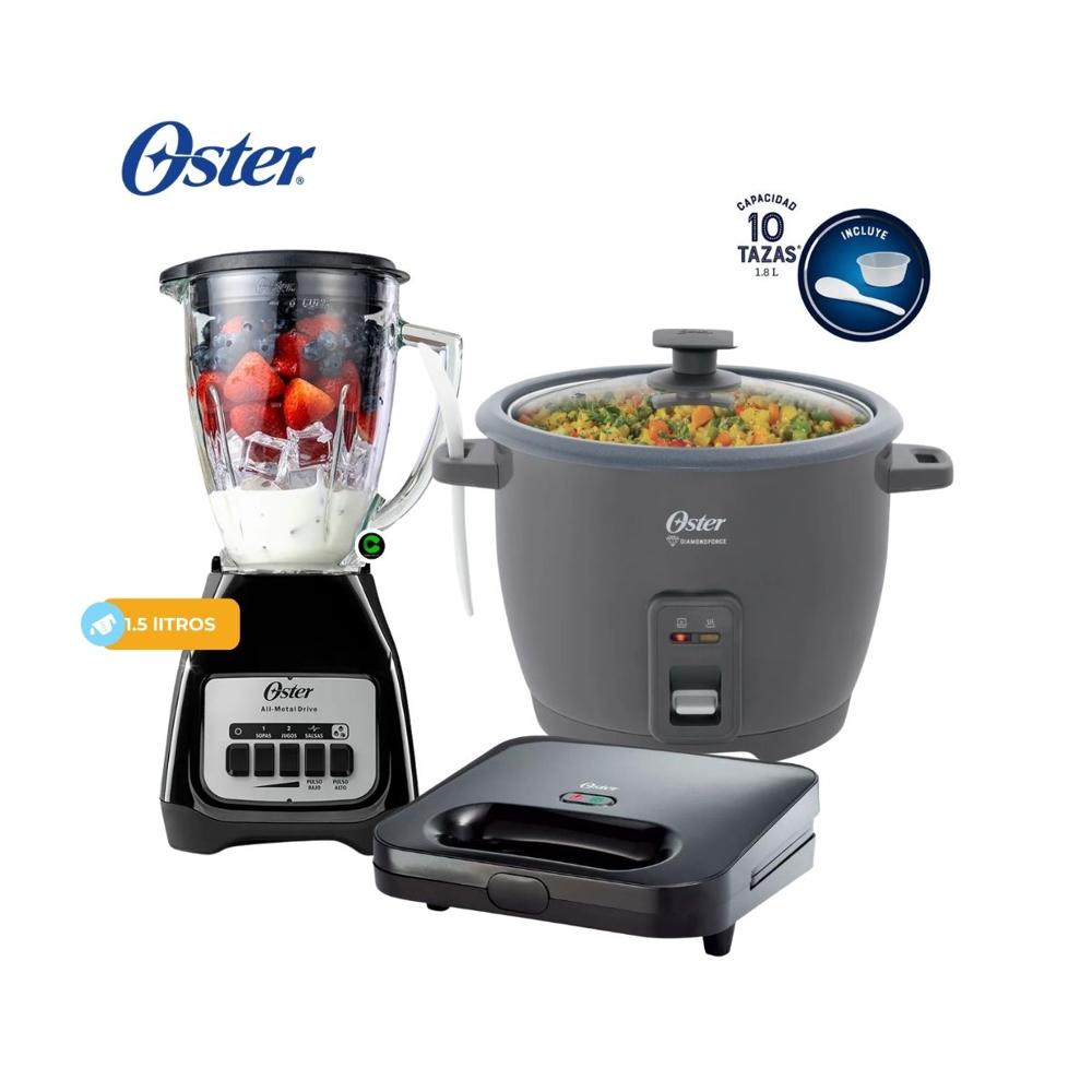 Combo Licuadora Vaso Vidrio 1.5 Litros - Arrocera DiamondForce 10Tazas - Sandwichera