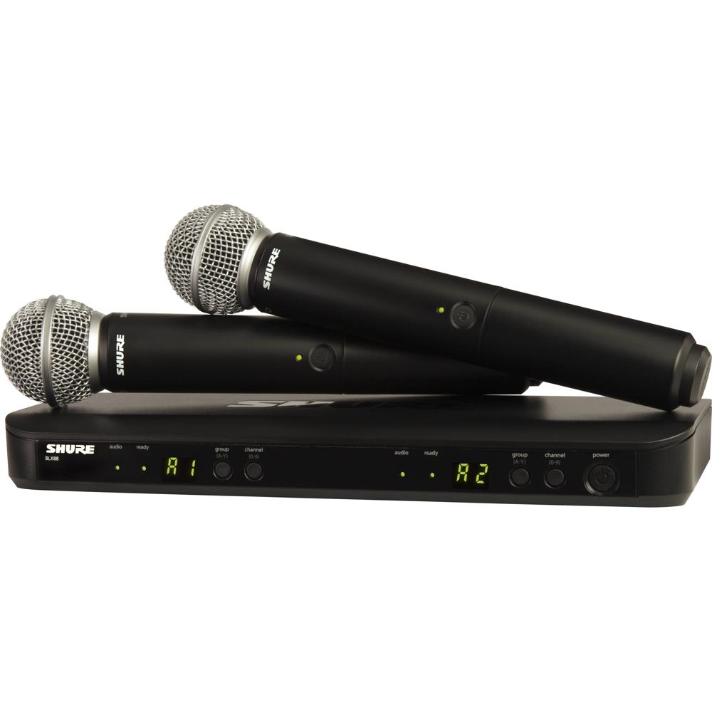 Shure BLX288/SM58 Sistema Inalámbrico de Micrófono de Mano Doble Canal con Cápsulas SM5