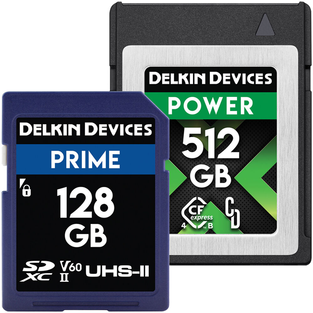 Delkin Devices Bundle de Tarjetas de Memoria 512GB POWER CFexpress 4.0 Type B y 128GB PRIM